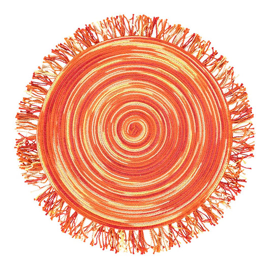 44 cm round tablecloth with fringes Shade of Sunset