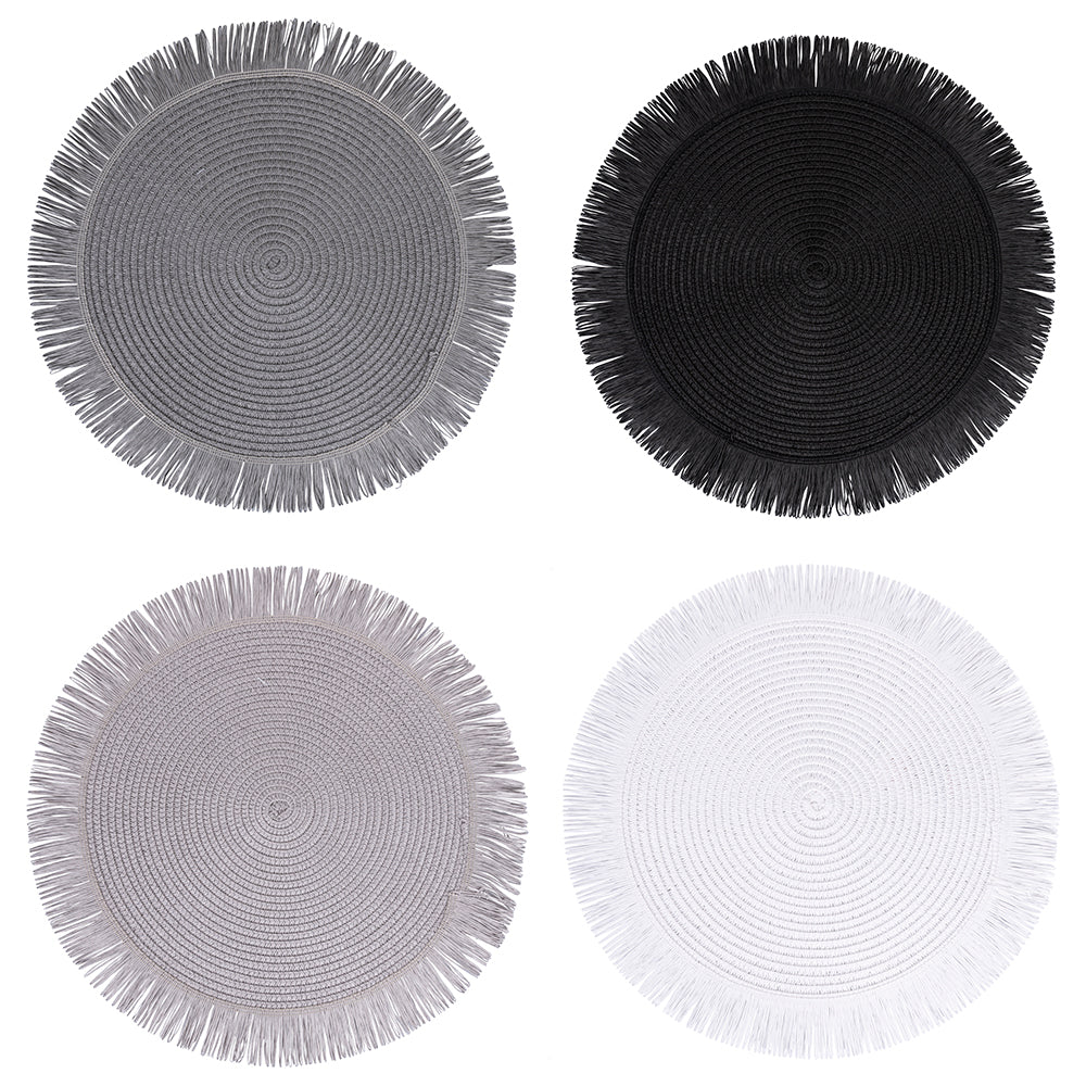 Round placemat with fringes 38 cm, Stones