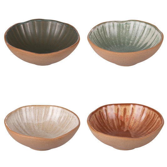 14 cm round ceramic bowl with double polished inside finish and rough outside, Pompei