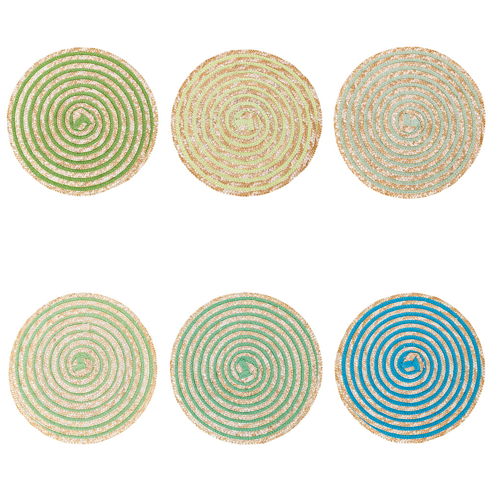 Round placemat with spiral weave, Spiral Greenery