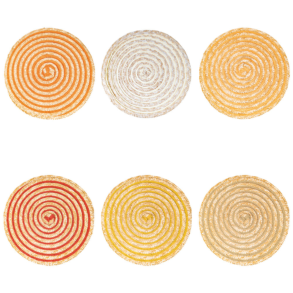 Round placemat with spiral weave, Spiral Sunset