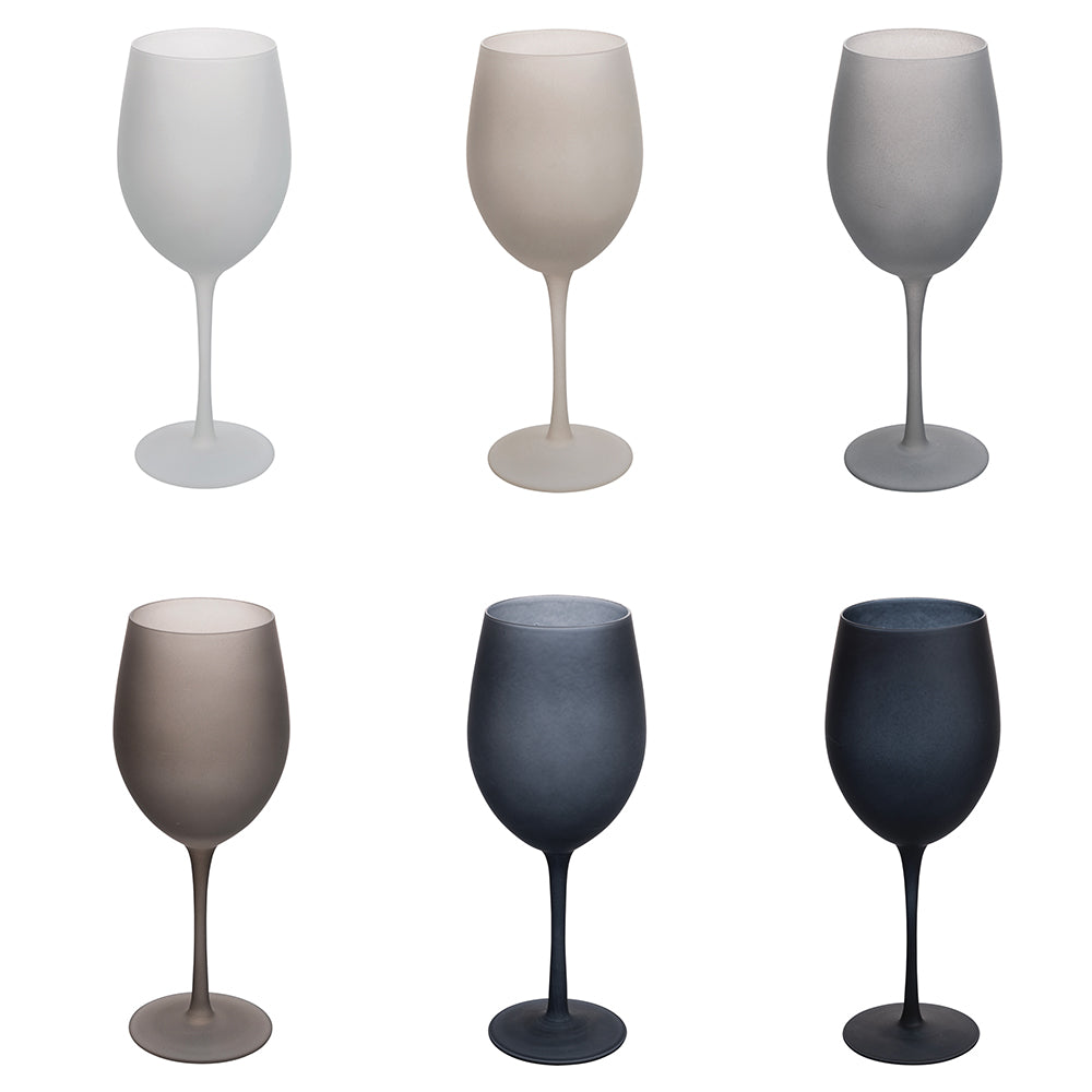 Set of 6 frosted glass wine glasses 650 ml, Happy Hour Stones