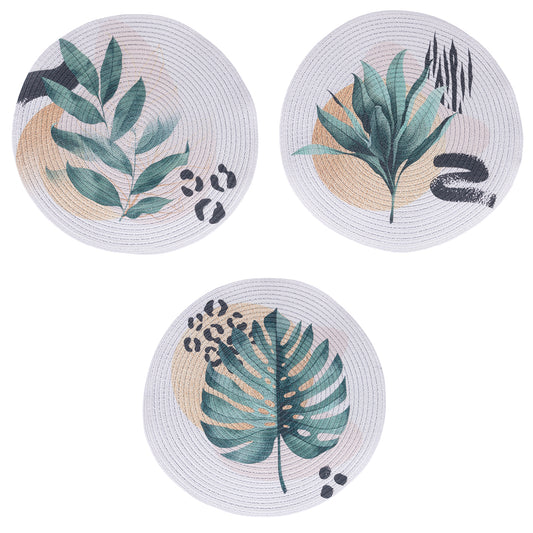 Round placemat with tropical decor, Savana