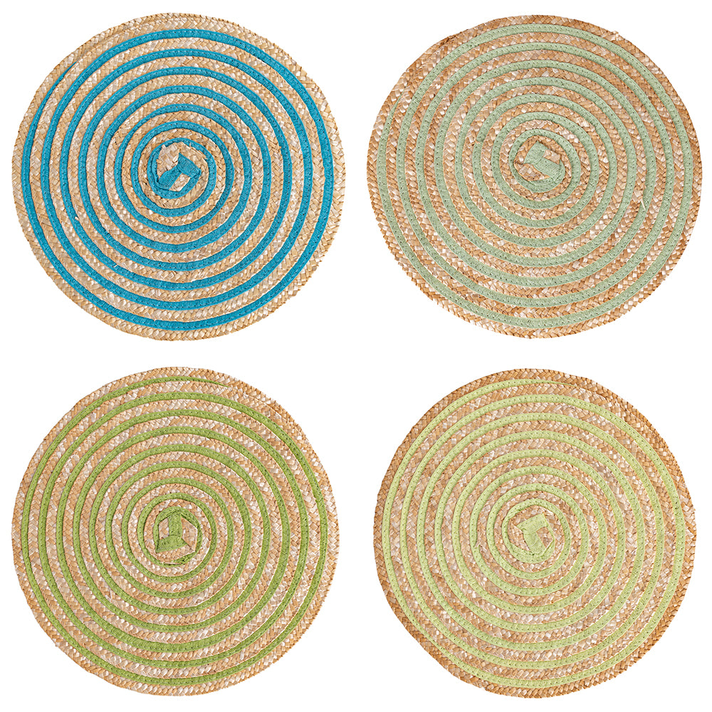 Round placemat with spiral weave, Spiral Greenery