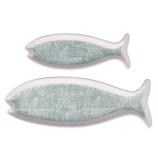 Set of 2 ceramic fish trays, Cozumel