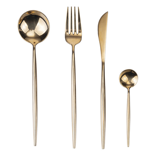 24 stainless steel cutlery set, polished gold, Preciosa