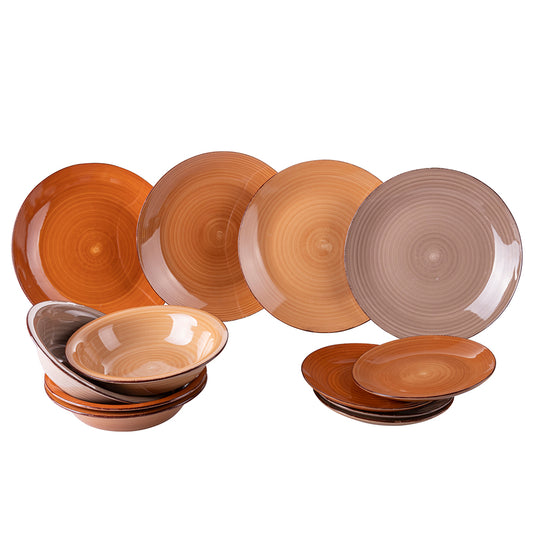 Dinner set 12 pcs, made of stoneware, Baita Chocolate