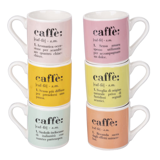 Set 6 coffee cups 90 ml of new bone China, Victionary Colours