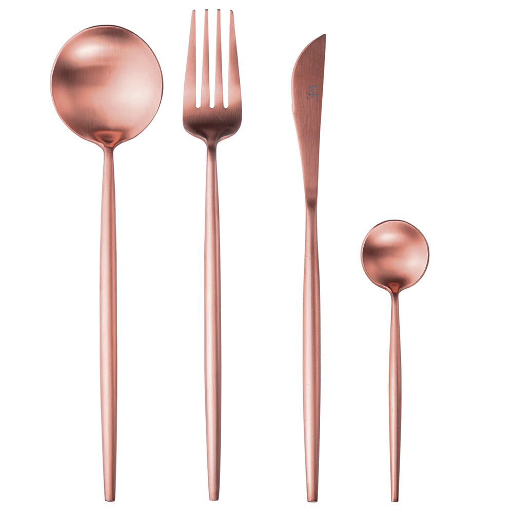 Preciosa stainless steel cutlery, 24 cutlery set, satin copper colour