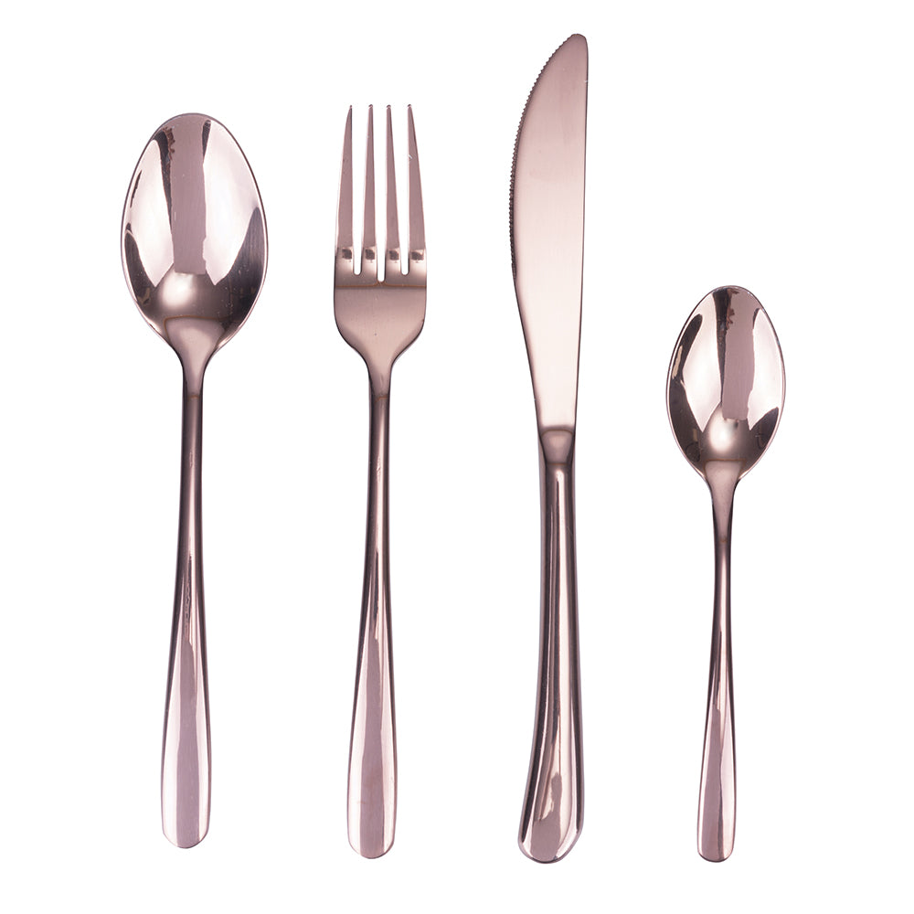 Polished copper stainless steel cutlery set 24, Drop