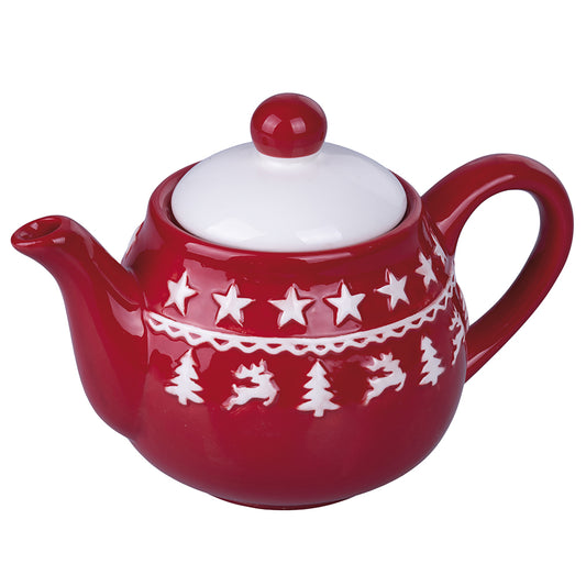 Ceramic Christmas teapot Red Xmas