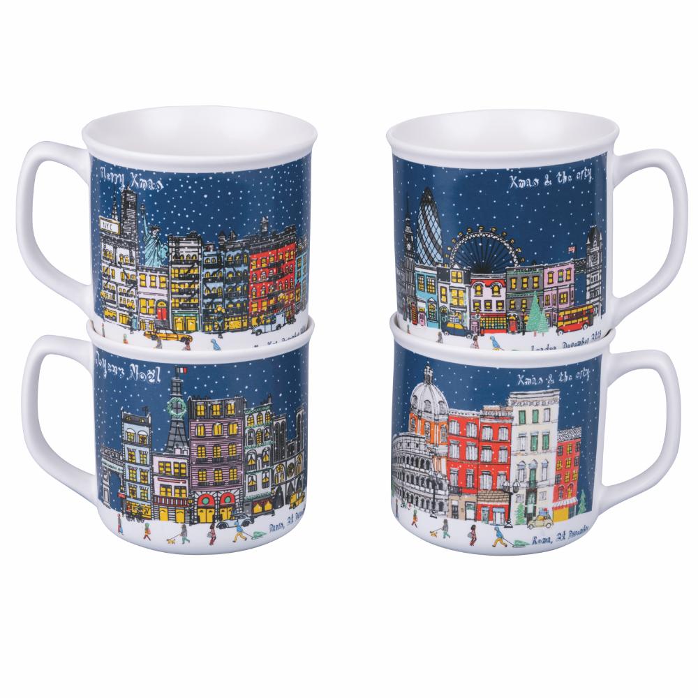 Breakfast mug in New Bone China 350 ml, Xmas & the city