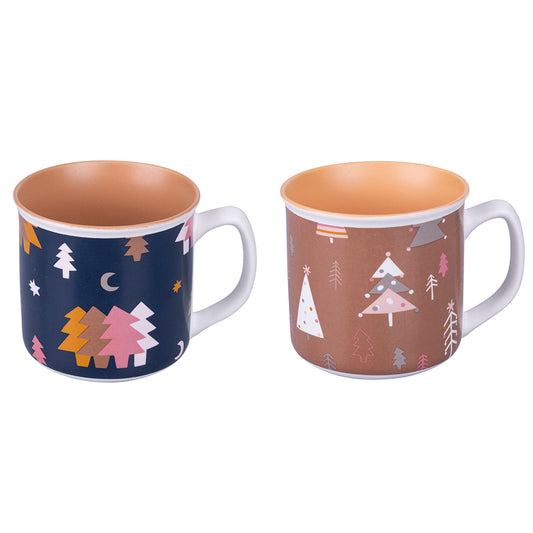 Set of 2 breakfast mugs in New Bone China 350 ml, Xmas Nude