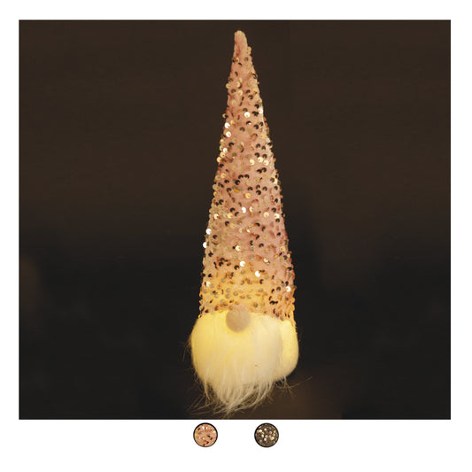 Xmas gnome with led light, 2 colors asst.PINK/GREY