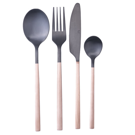 24 cutlery set copper and black matt steel, Stylo