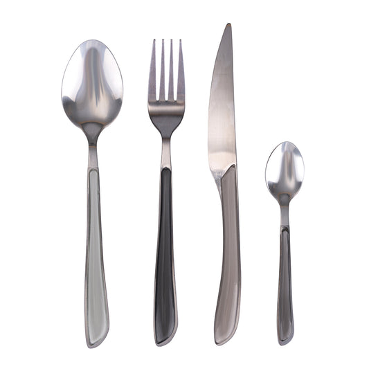 Set 24 polished steel cutlery, Baita Stones