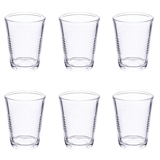 Set of 6 transparent 270 ml shaped glass water glasses, Glace Party