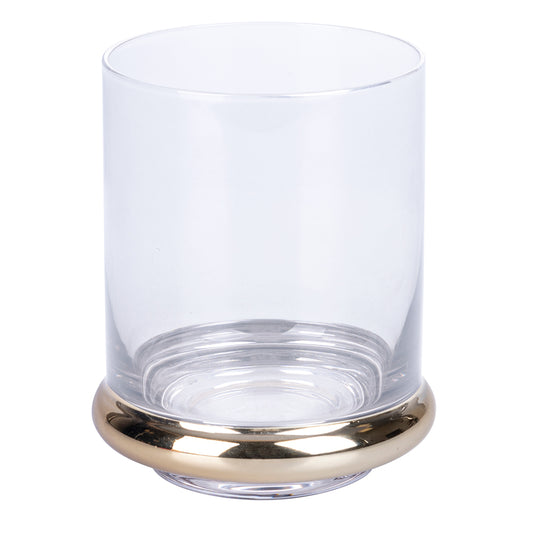 Glass water glass with gold base 420 ml, Chic