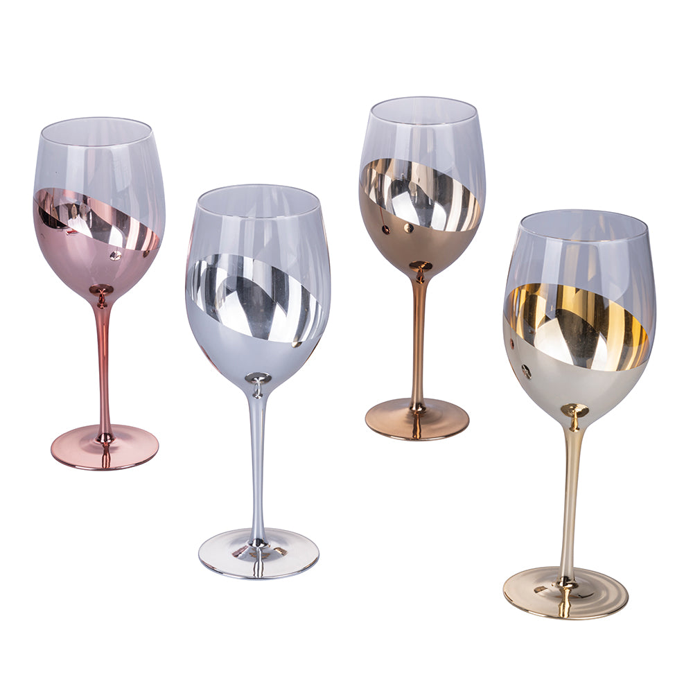 4 glass goblets Set 520 ml metallic finish, Chic