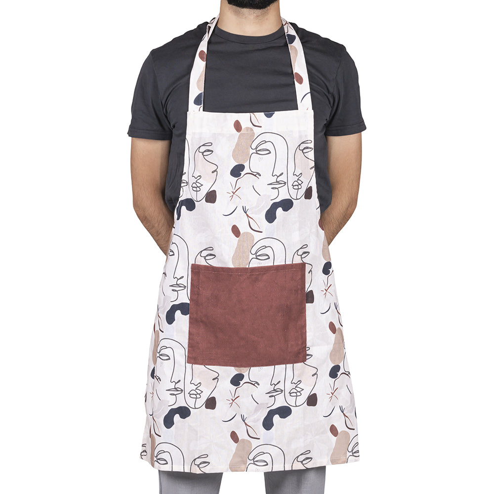 Cotton kitchen apron, Face to Grey