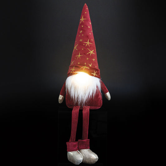 Gnome led red soft velvet-effect fabric legs h. 52 cm, Xmas