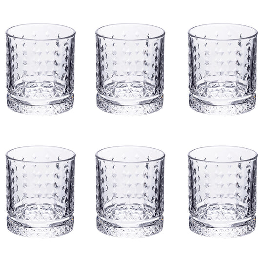 Set 6 transparent glass water glasses, Classic Rombi