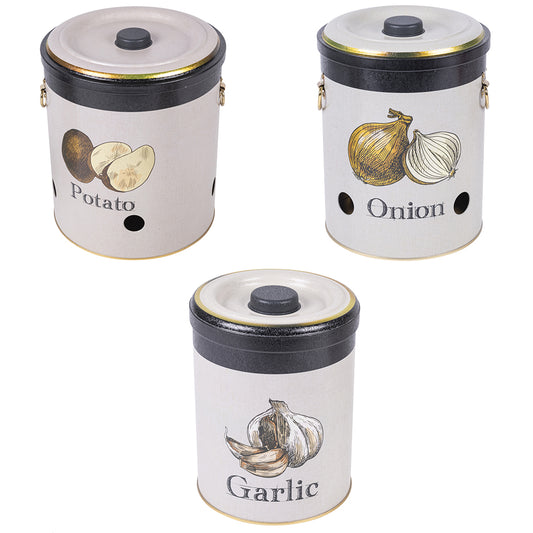 3 metal stackable jar set with lid, English Style