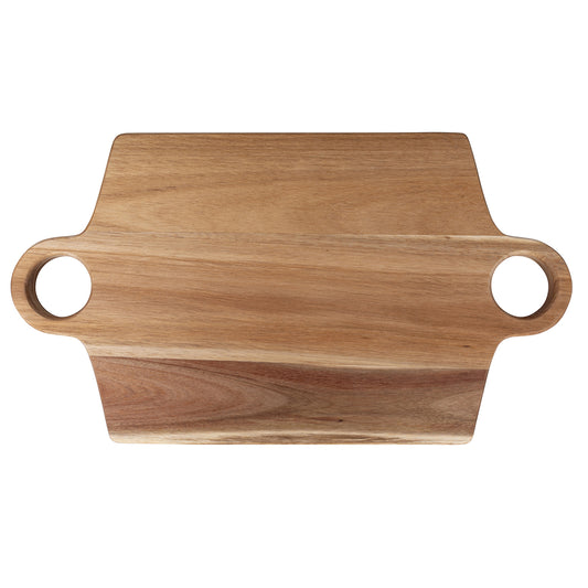 Rectangular cutting board/serving tray with loop handles made of acacia wood, Woody