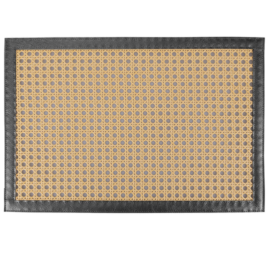 Vienna straw-effect placemat with black border, Scandi