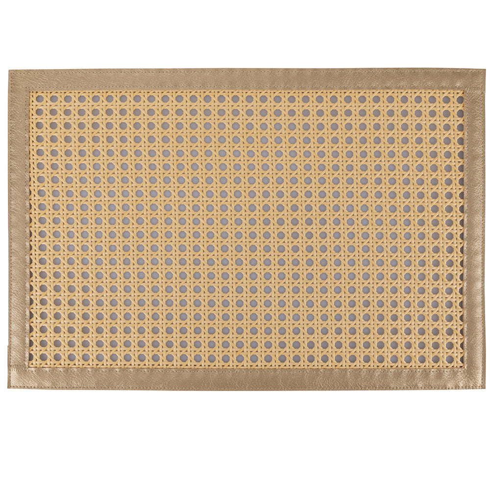 Vienna straw-effect placemat with leather border, Scandi