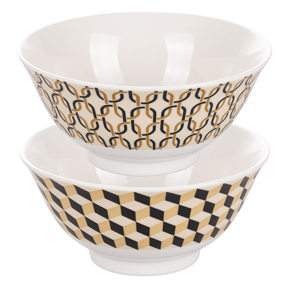 610 ml bowl in new bone China, geometric decoration, Maukie