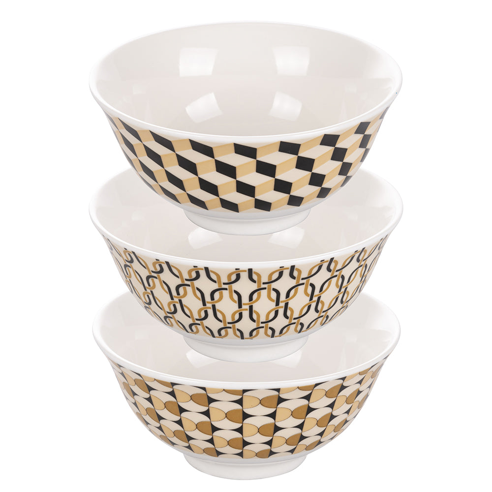 350 ml bowl in new bone China, geometric decoration, Maukie