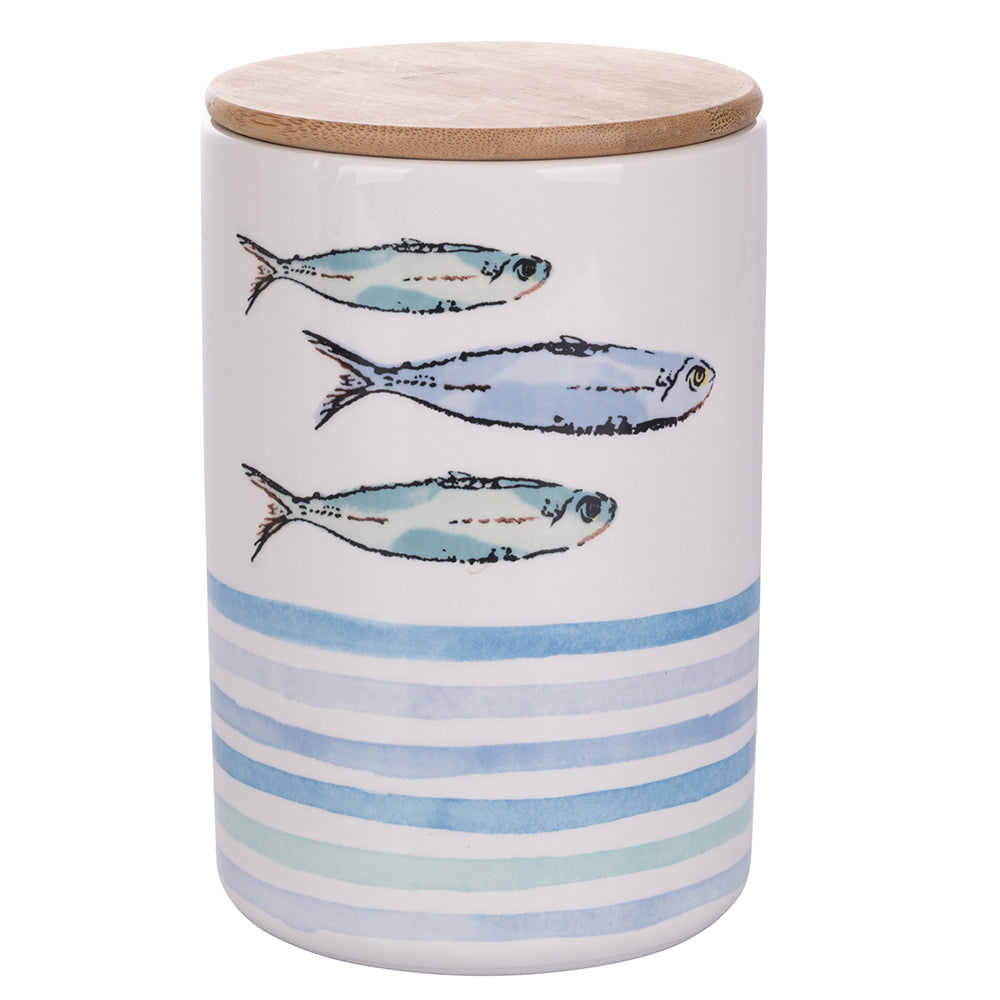 870 ml ceramic jar, bamboo lid, coastal style, Paranza