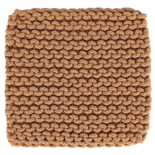 Crochet Chocolate cotton trivet 25x25 cm, brown