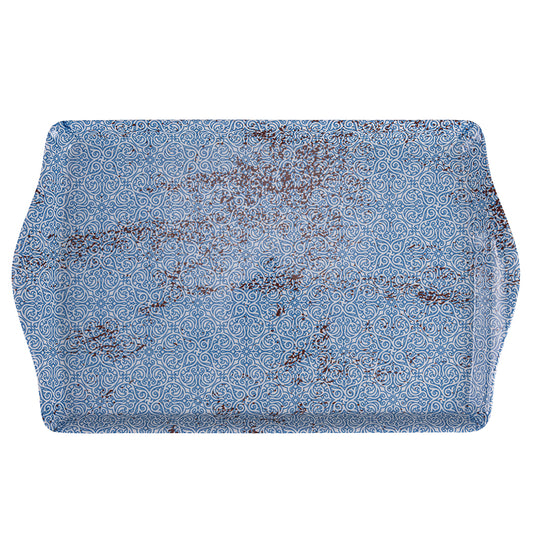 Melamine tray with handles 38.5x24.5 cm rust effect, Kasbah