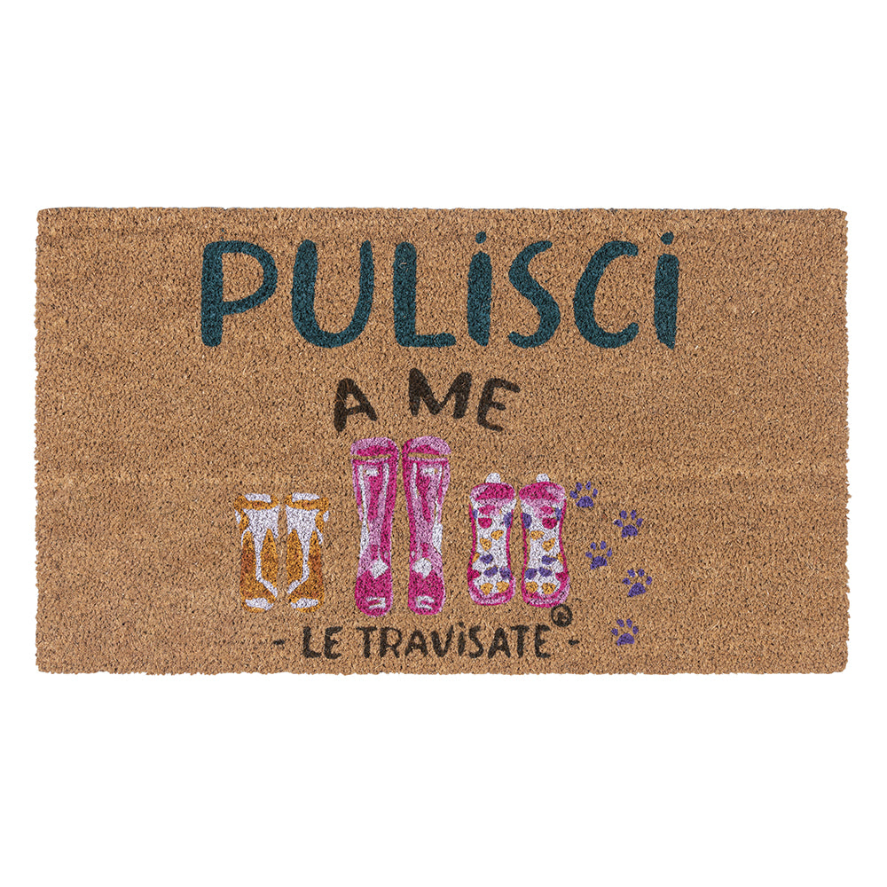 Doormat 70x40cm in coconut non-slip bottom, Le travisate