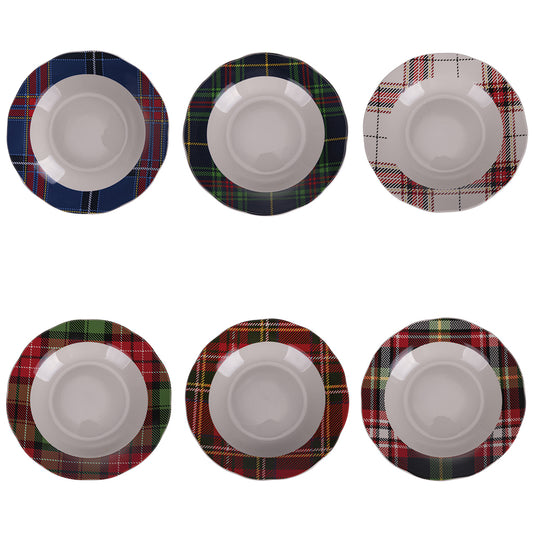 Scotland soup plate with scalloped tartan border Ø 21.5 cm