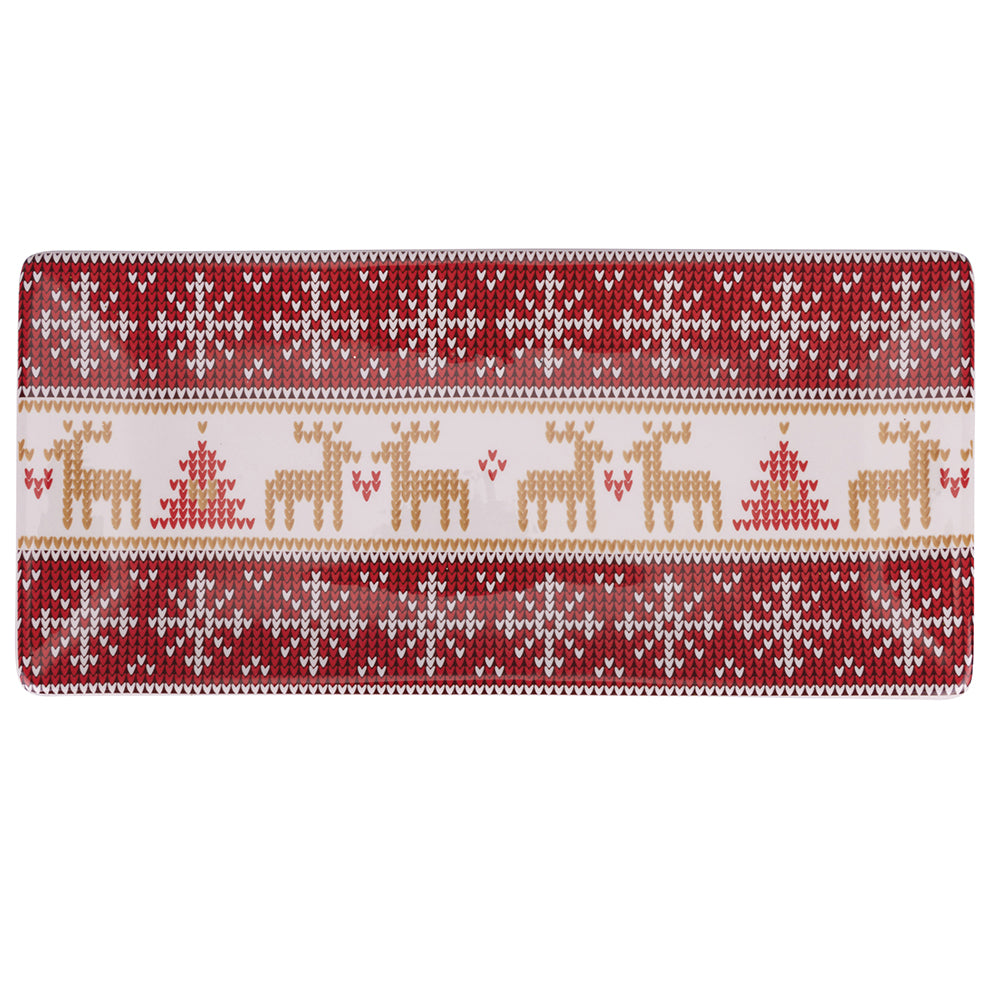 Christmas rectangular ceramic tray 27.5x12.5 cm, Scandy