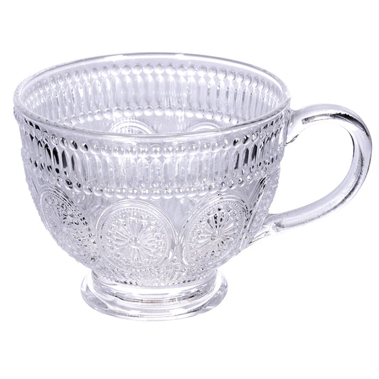 Jumbo glass mug 420 ml with embossed round decoration, Imperial