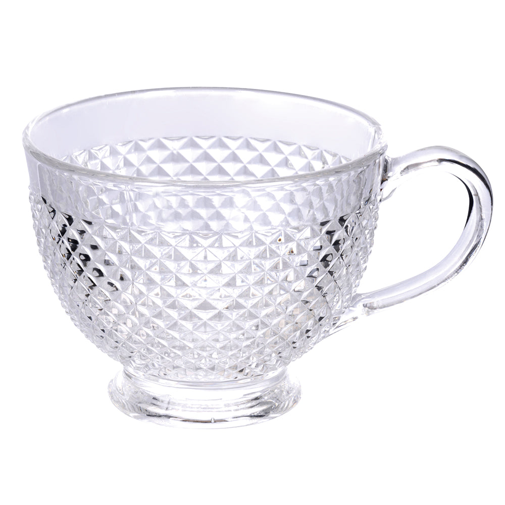 Jumbo glass mug 420 ml with embossed diamond pattern, Imperial